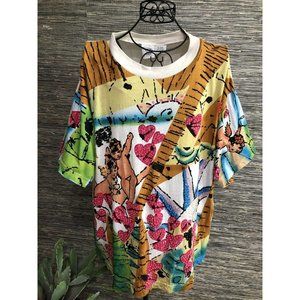 2X Plus Vintage Top shirt angels hearts multicolor